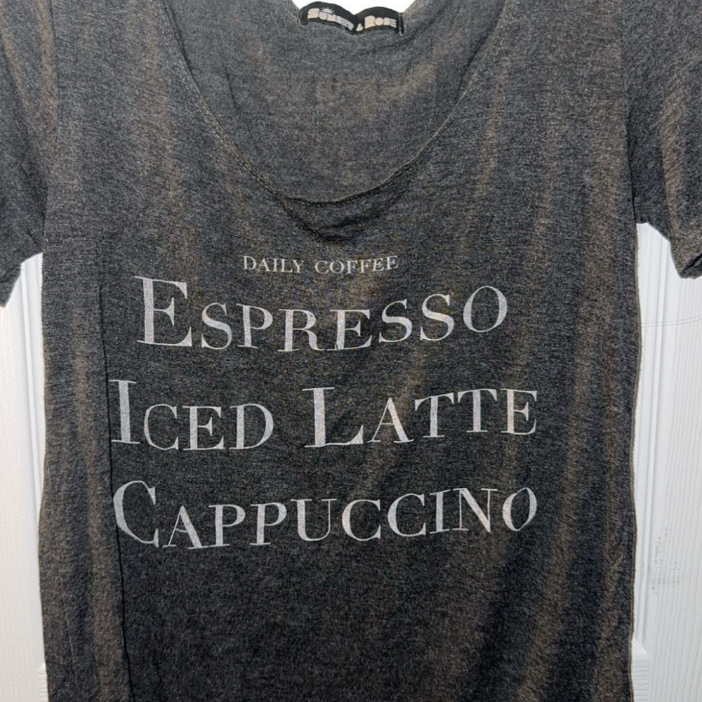 Soft, Dark gray coffee lovers t-shirt. One size.